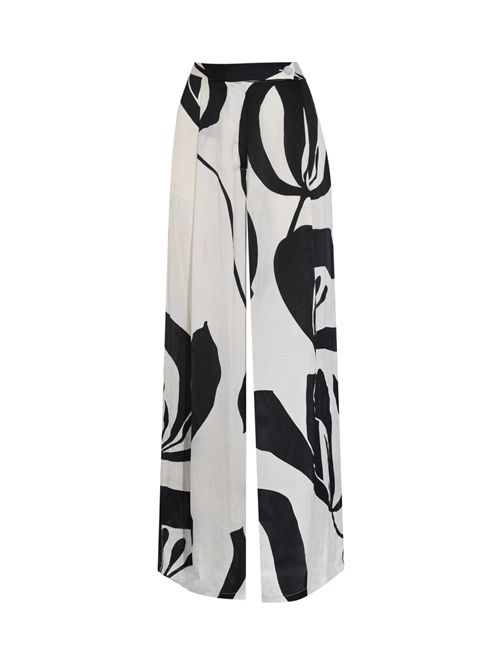 Pantalone palazzo in raso crickle con stampa floreale Alpha studio | AD-6661Q9000